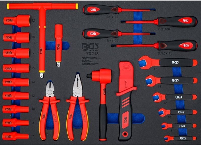 Bgs Technic - Werkstattwageneinlage 3/3: VDE-Steckschlüssel-Satz Antrieb Innenvierkant 10 mm (3/8') 26-tlg.