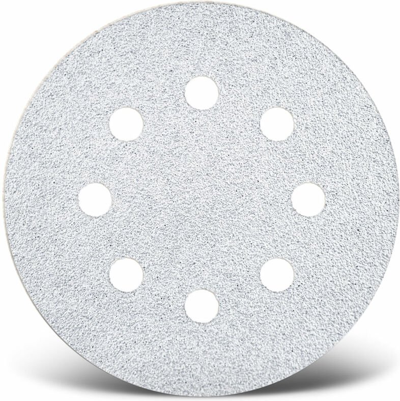 White Klett-Schleifscheiben, 115 mm, 8-Loch, f. Exzenterschleifer, Normalkorund (50 Stk.) K320 - Menzer