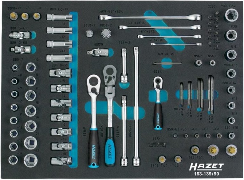 Steckschlüssel Satz, Vierkant hohl 12,5 mm (1/2), Vierkant hohl 10 mm (3/8), Vierkant hohl 6,3 mm (1/4), Sechskant massi...