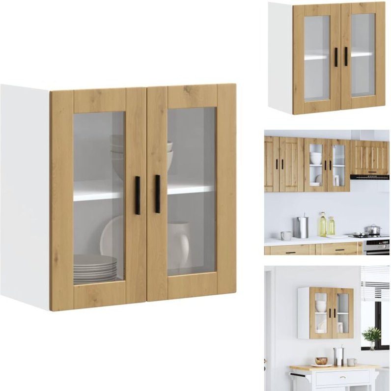Küchen-Hängeschrank mit Glastür Porto Artisan-Eiche - Küchen-Wandschrank - Küchen-Wandschränke - Wandschrank Küche - Küc...