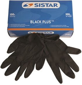SISTAR 551.2755.L BLACK PLUS Wegwerfbare Latex-Handschuhe BLACK GRÖSSE L