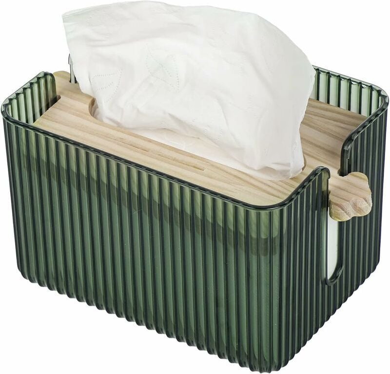 Linghhang - Taschentuchbox-Halter aus Kunststoff mit Holzdeckel, moderner kleiner Kosmetikpapierhalter für das Badezimme...