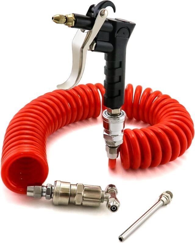 Druckluft-Set, 6 m lange Spiralschlauch-Blaspistole für LKWs, Autos, Boote