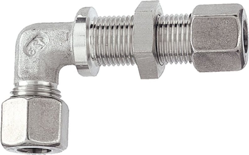 Winkel-Schottverschraubung, Rohr-Außen-Ø 8 mm, Edelstahl 1.4571 - Riegler