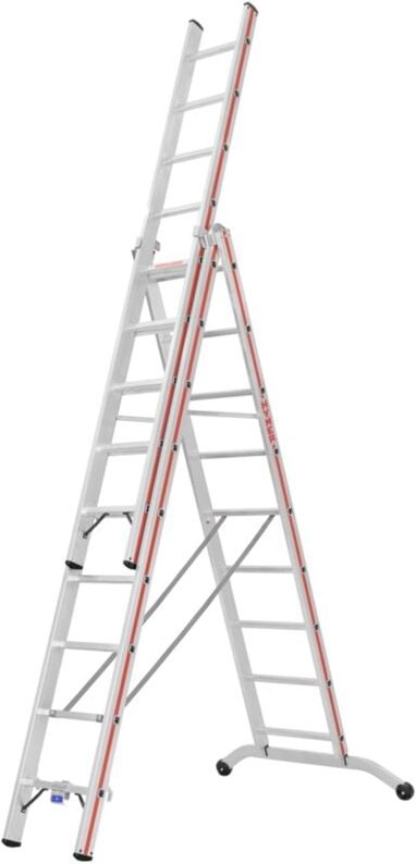 Mehrzweckleiter, dreiteilig, 3x10 Sprossen, Länge eingef. 3,02 m / ausgef. 7,22 m - Hymer