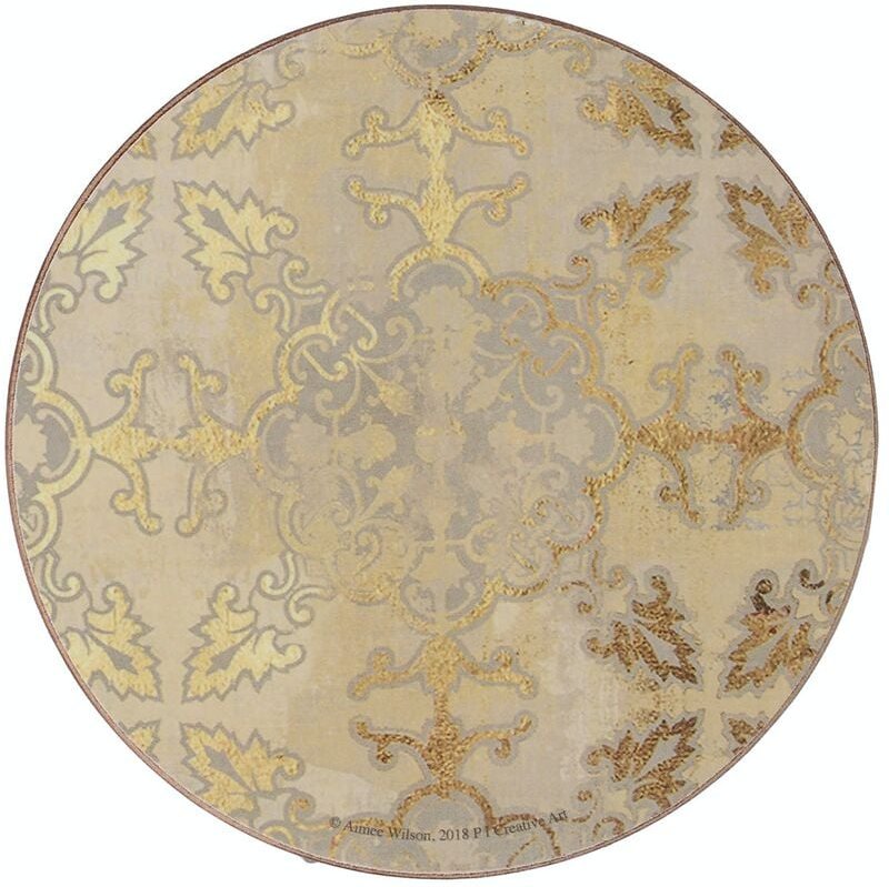 Creative Tops - Set de Untersetzer mit Korkrücken de Kork, 4 Stück, 12 cm, Design de Gold Prints, Rund, Gold/Grau