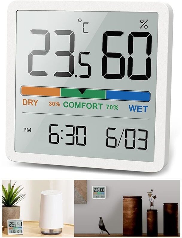 SNQ - Digitales Thermometer-Hygrometer, digitales Tischthermometer mit Temperatur- und Feuchtigkeitsmonitor, genaues Feu...
