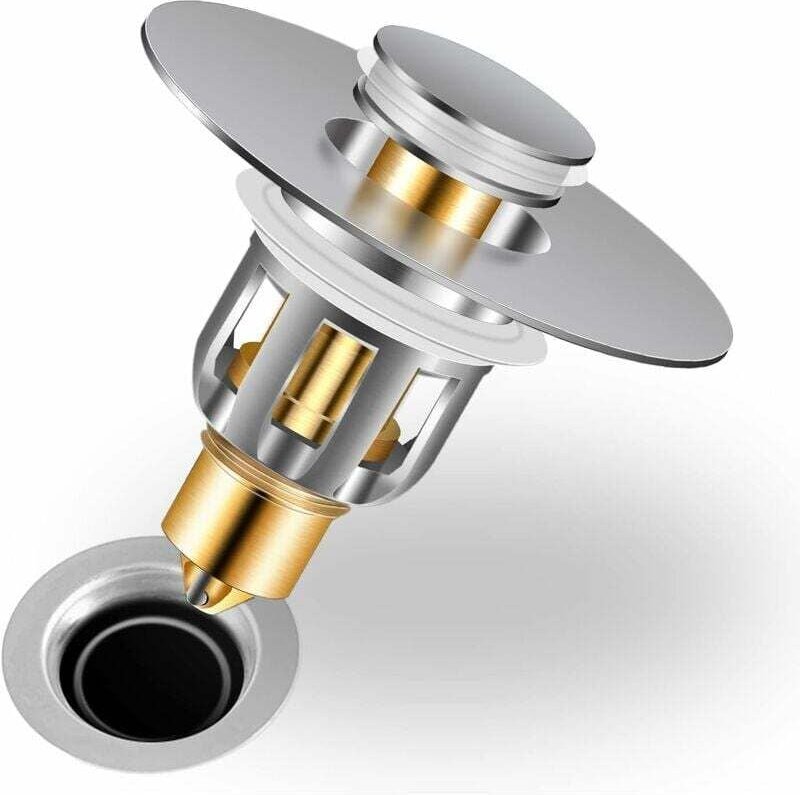 Thumbnail - Universal-Waschbeckenstöpsel, Badewannenstöpsel, Anti-Verstopfungs-Pop-up-Sieb, Spülbeckenabfluss für 28–48 mm Löcher, S...