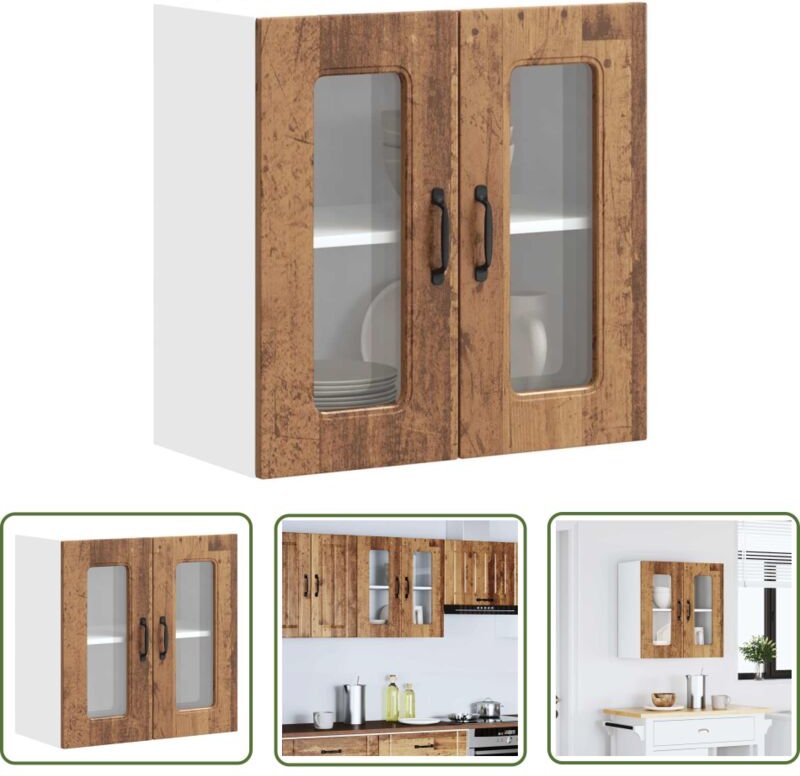 The Living Store - vidaXL Küchen-Hängeschrank mit Glastür Altholz-Optik Holzwerkstoff
