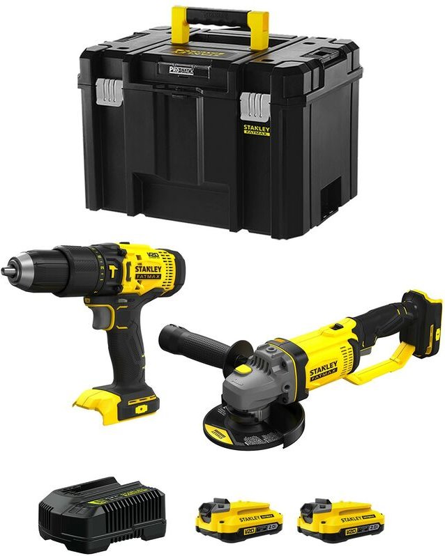 Stanley - FatMax Kit SVK212 (SFMCD711 + SFMCG400 + 2 x 2,0 Ah + Ladegerät + tstak vi)