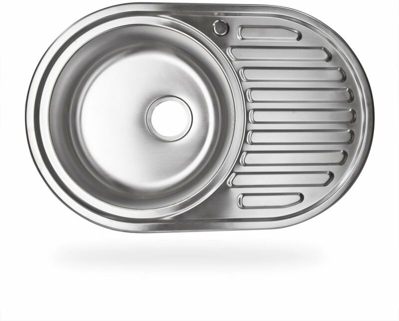 Edelstahl Rundspüle "Calypso ML" mit rechtsseitiger Abtropffläche