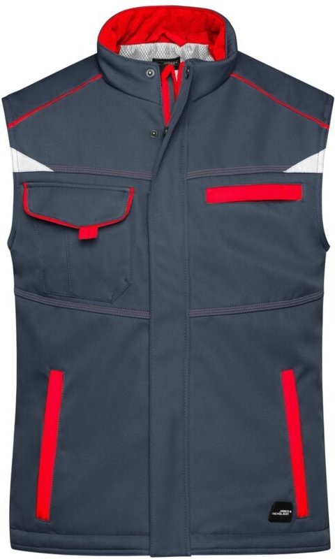 James&nicholson - Softshellweste mit warmem Innenfutter JN854 Gr. l carbon/red