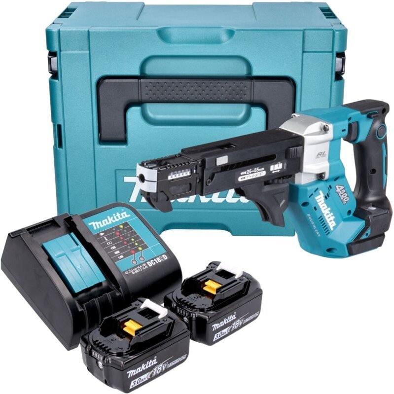 Dfr 552 sfj Akku Magazinschrauber 18 v 25 - 55 mm Brushless + 2x Akku 3,0 Ah + Ladegerät + Makpac - Makita