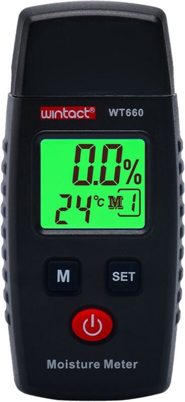 Sollbry - Feuchtigkeitstester, LCD-Display, Feuchtigkeitsdetektor mit grüner Hintergrundbeleuchtung, Stift mit 5 Modi, S...