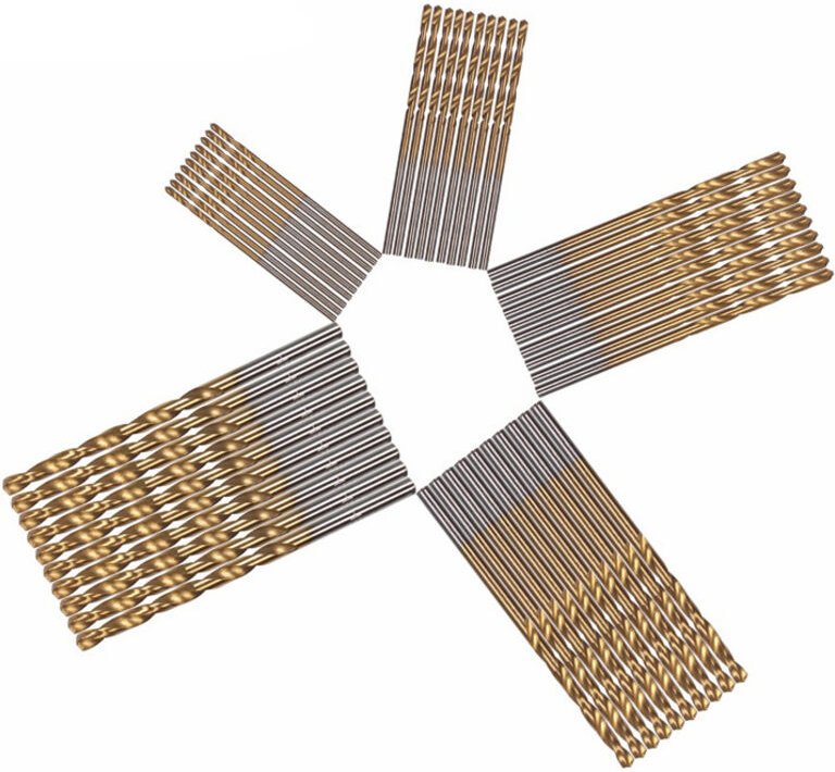 Lntyq 50 Stück Mini-HSS-Titanbeschichteter Hochgeschwindigkeitsstahl-Spiralbohrer, 1,0/1,5/2,0/2,5/3,0 mm, Mikrobohrer, ...