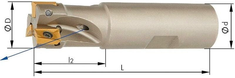 Schaftfräser zylindrisch D18mm Z2 für apkt/apmt 1003. Format