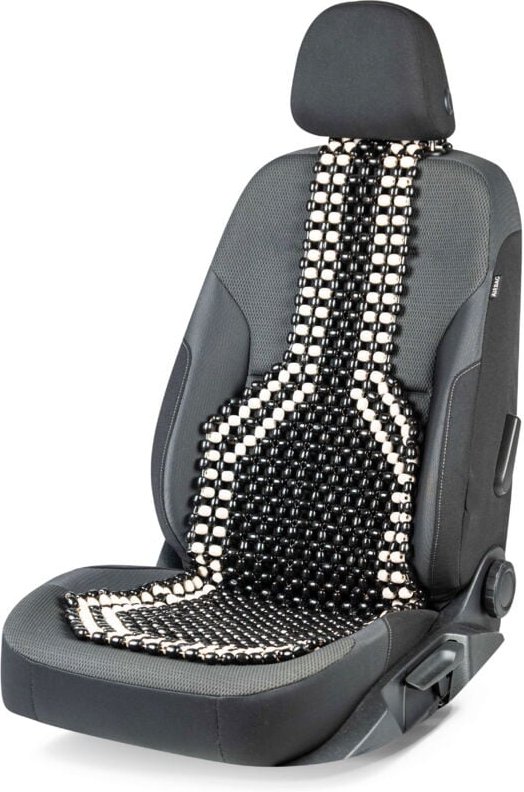 Pkw Sitzauflage aus Holzperlen, Auto-Sitzaufleger aus Holz schwarz/weiß