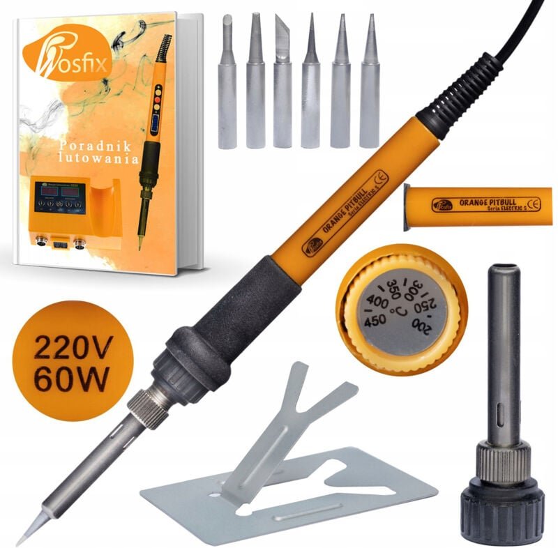 8-in-1-Präzisionslötkolben mit Potentiometer Rosfix Orange Pitbull OP60W Electric S Series (Lötkolben, 6 Spitzen und Stä...