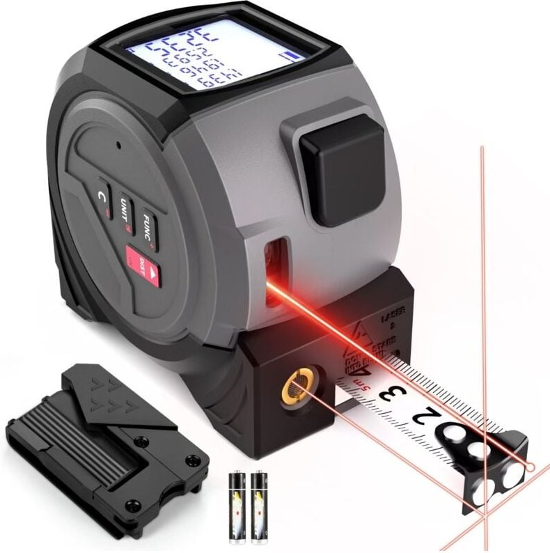 2-in-1-Laser-Entfernungsmesser, 40 m Lasermeter und 5 m Maßband, digitales Laser-Maßband mit LCD-Anzeige, pythagoräische...