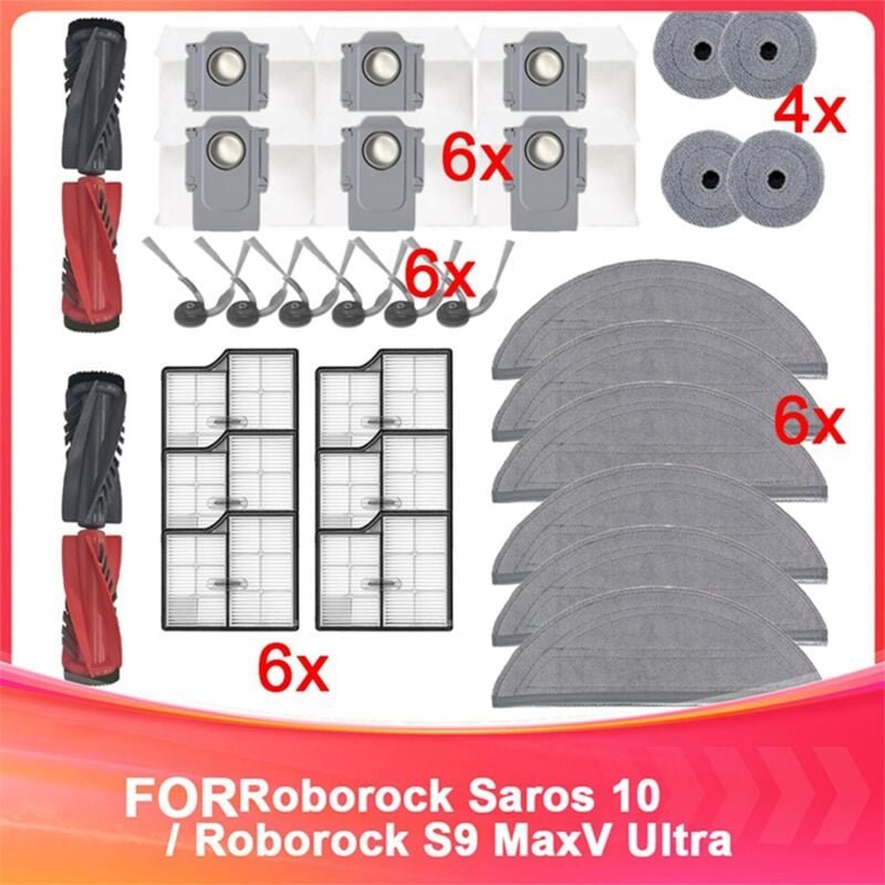 Thumbnail - Zubehör für Saros 10 / S9 MaxV Ultra Staubsaugerteile Hauptwalze Seitenbürste Filter Mopptuch Staubbeutel