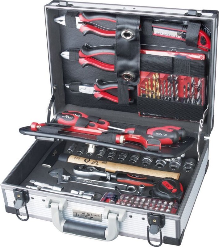 Primaster - Werkzeugkoffer 91 teilig Chrom-Vanadium, Wekzeugset, Werkzeugkasten