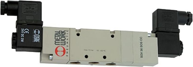 5/3-Wegeventil, elektropneu., Mitte geschl., g 1/8, 24 v dc - Riegler