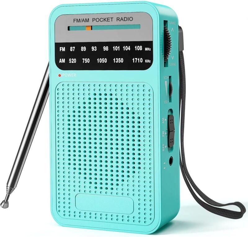 Thumbnail - Tragbares AM-FM-Radio mit Weitbereichsempfang, Transistorradio mit Lautsprecher, Kopfhöreranschluss, Grün