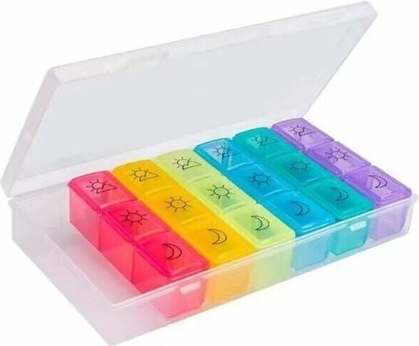 Französische Wochen-Pillenbox 7 Tage 21 Fächer 3-fach Mehrfarbig Wochen-Pillenbox Medikamentenbox