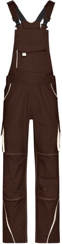 James&nicholson - Funktionelle Latzhose JN848 Gr. 46 brown/stone