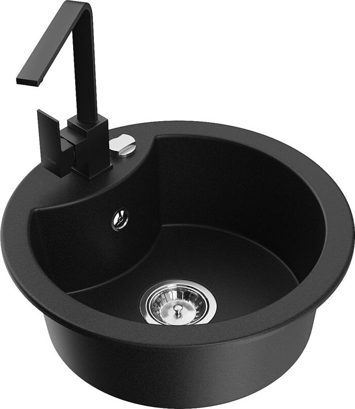 Mexen - Diego 1-Becken-Granit-Spüle mit Mischbatterie Rita, Schwarz - 6512-77-670300-70
