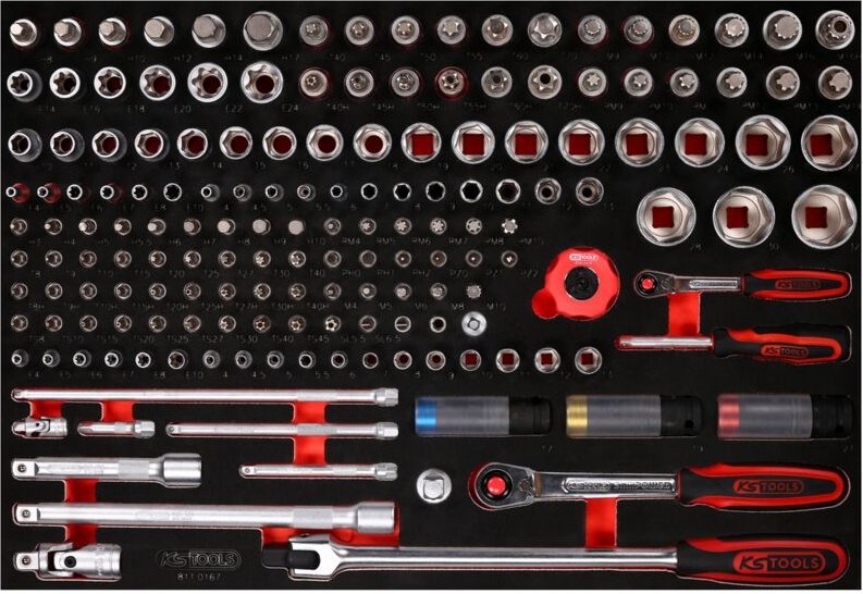 Ks Tools 1/4 + 1/2 Steckschlüssel-Satz in Schaumstoffeinlage, 167-tlg.