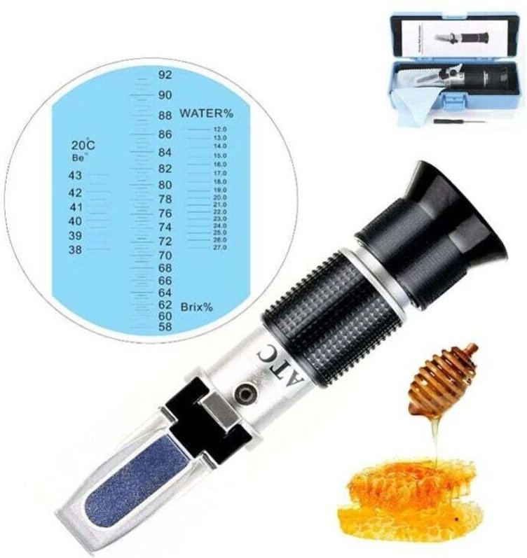 HHTEC Imker Honig Refraktometer 58-90% Brix 10-33% Wasserfeuchtigkeit Zucker zur Bestimmung des Zuckergehalts von Honig ...