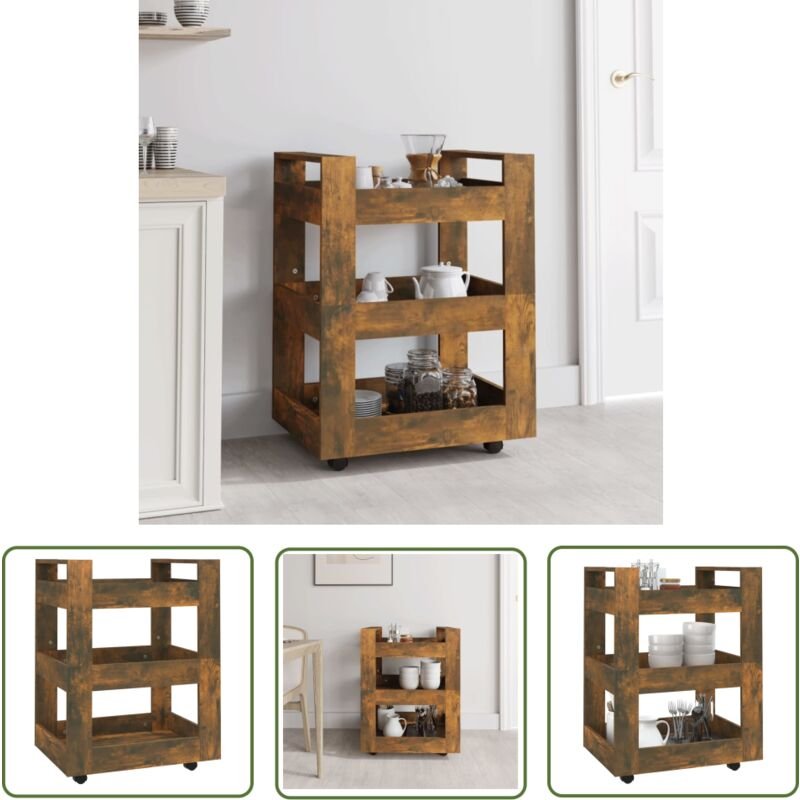 Küchenwagen Räuchereiche 60x45x80 cm Holzwerkstoff - Küchenwagen - Kücheninsel - Holzwerkstoff - Küchengeräte - Möbel - ...