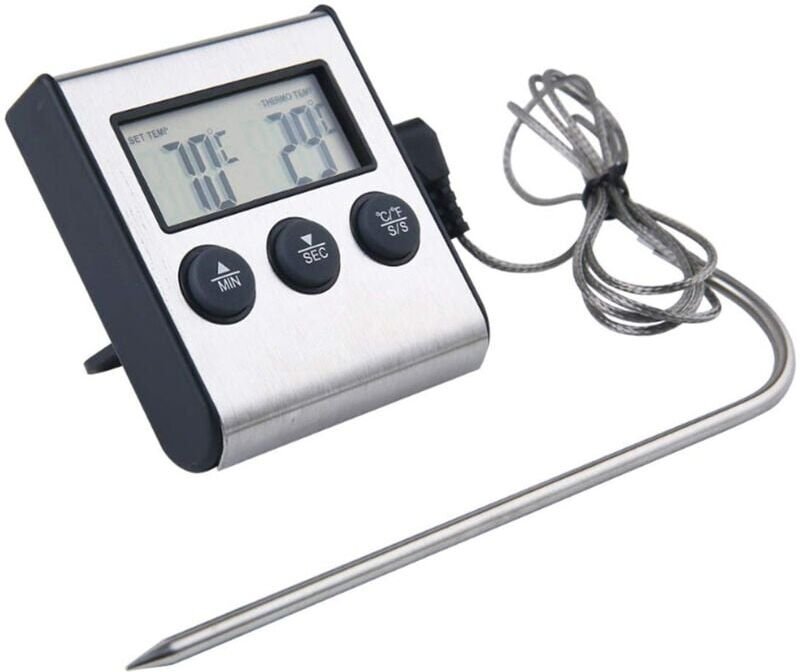 Thumbnail - SNQ - Digitales Bratenthermometer (Braten, Digital, 2 in 1, mit Küchenuhr, abnehmbarer Temperaturfühler, für Fleisch, -1...