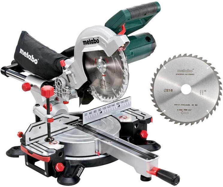 Metabo - Gehrungssäge 1200 w Ø216 mm mit zweitem Sägeblatt kgs 216 m set 690827000
