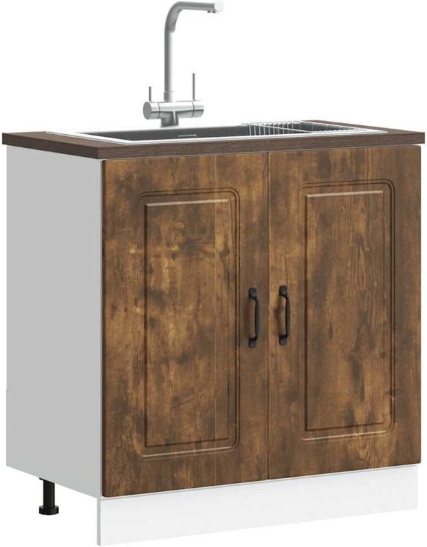 vidaXL Spülenunterschrank Kalmar Räuchereiche 80x46x81,5 cm