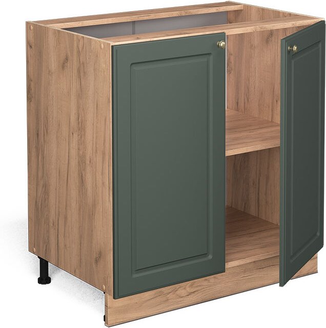 Vicco - Spülenunterschrank Fame-Line, Grün-Gold Landhaus, 80 cm mit Regal, ap Marmor