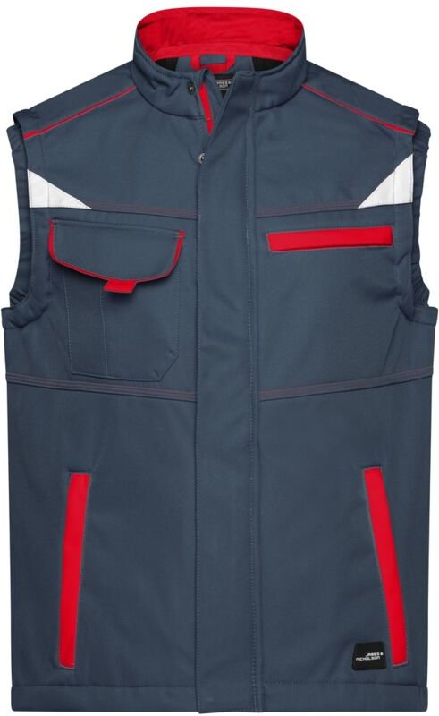 Thumbnail - James & Nicholson Softshellweste Wind- und wasserabweisend JN852 Gr. XL carbon/red