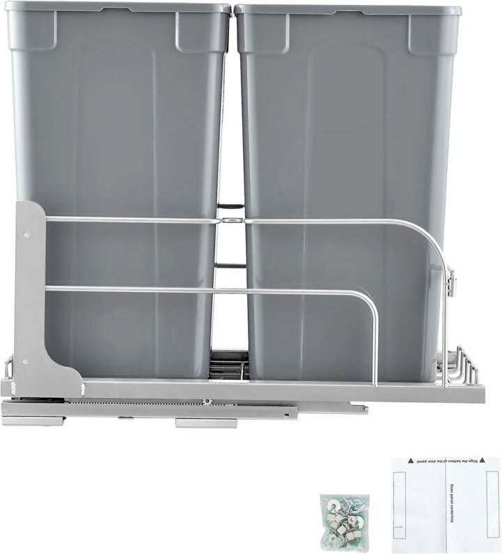 Mophorn Ausziehbarer Mülleimer, 27 QT x2, doppelter Unterbau-Küchenabfalleimer, langlebiger Müll- und Recyclingbehälter ...