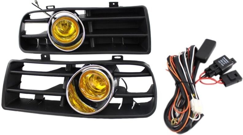 Front StoßStange Gitter Gelb Licht Scheinwerfer für -Mk4 Golf 1998-2004 mit LED TagsüBer