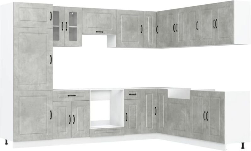 14-tlg. Küchenschrank-Set Kalmar Betongrau Holzwerkstoff Vidaxl