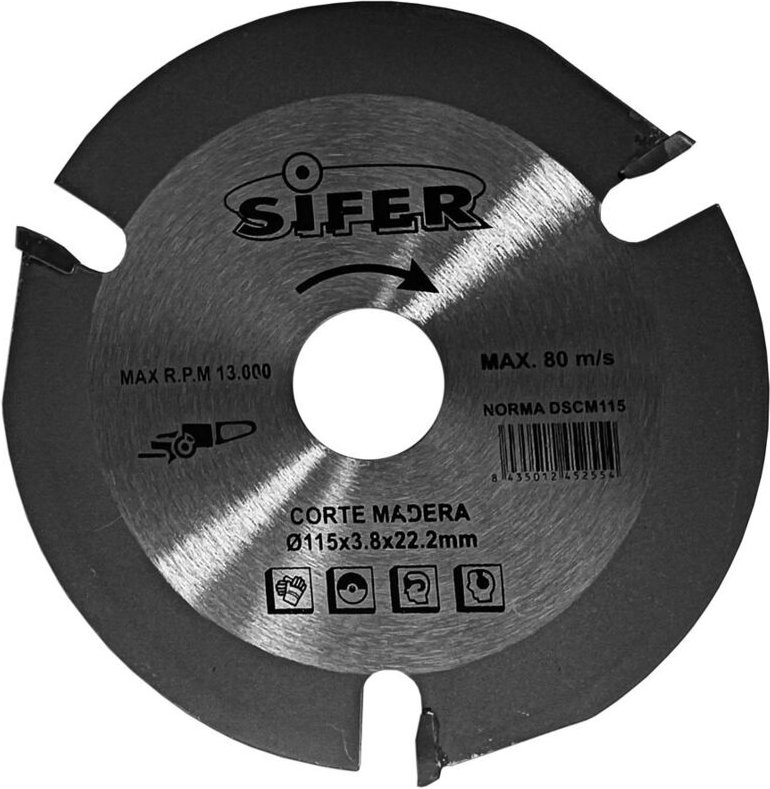 Sifer - Trennscheibe für Holz/Kunststoff/Gips mit Wolfram 115 mm
