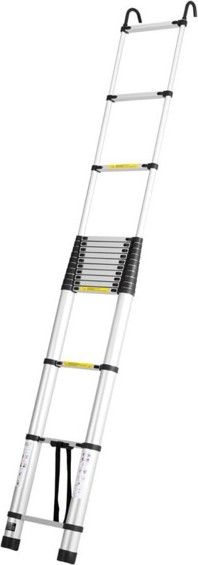 Mophorn 20,3 Fuß Teleskopleiter, Aluminium-Auszug, 375 Pfund Tragkraft, leicht, Einzug mit mehreren Knöpfen, rutschfeste...