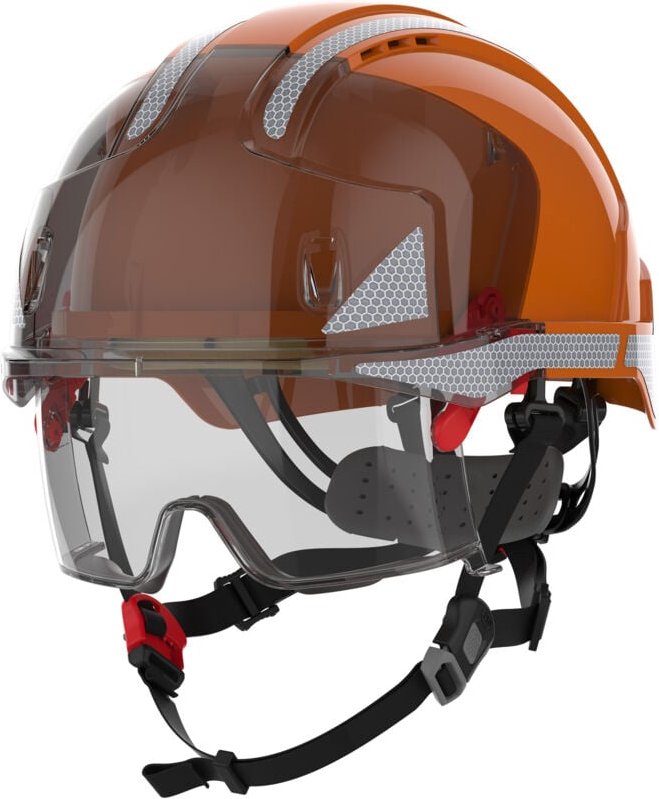Baustellenhelm doppelte Norme EVO VISTAlens Dualswitch CR2 Orange/Rauch