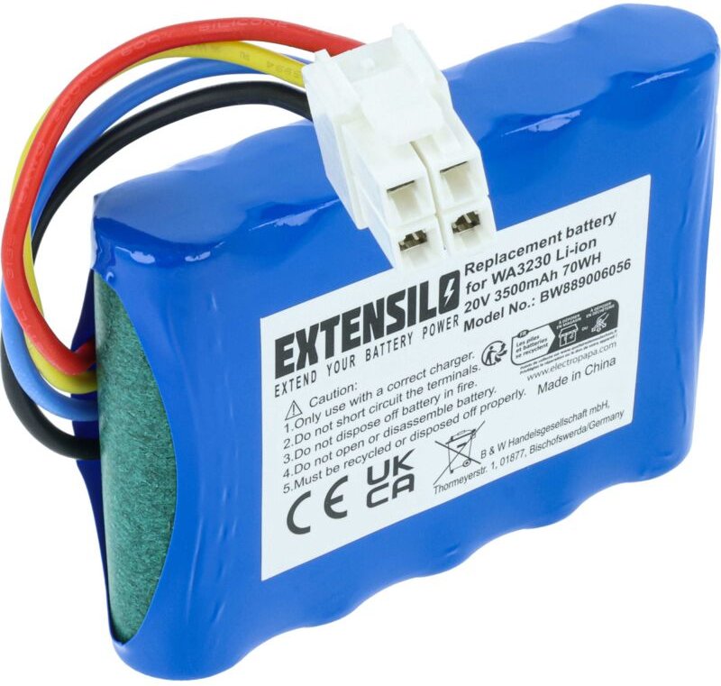 Extensilo - Akku Ersatz für Kress 59003453, KA0103, KA3022 für Rasenmäher (3,5Ah, 20V Li-Ion)