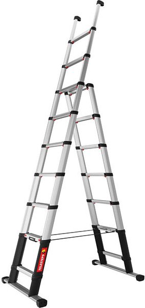 Teleskop-Stehleiter - maximale Arbeitshöhe 3.80m - Werkzeughalter - TEL-72430/9202-101