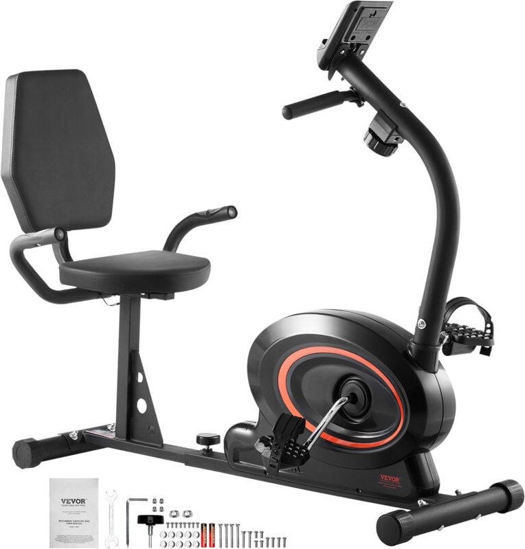 Liegeergometer Liege-Heimtrainer Liegerad für Erwachsene & Senioren, mit einstellbarem Magnetwiderstand für zu Hause, Tr...