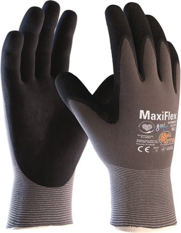 FP - atg MaxiFlex Ultimate Nylon-Strickhandschuh grau/schwarz 2455 Größe 10