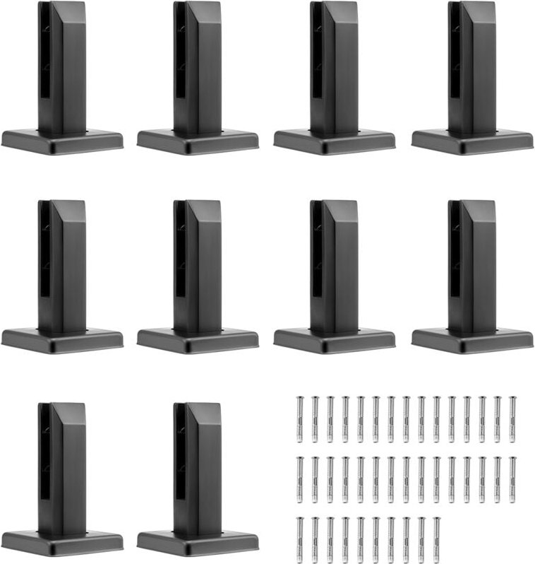 Glasklemme, 10 Stück quadratische Glasgeländerhalterung für 0,31'-0,47' gehärtetes Glas, Glasmontageklemme aus Edelstahl...