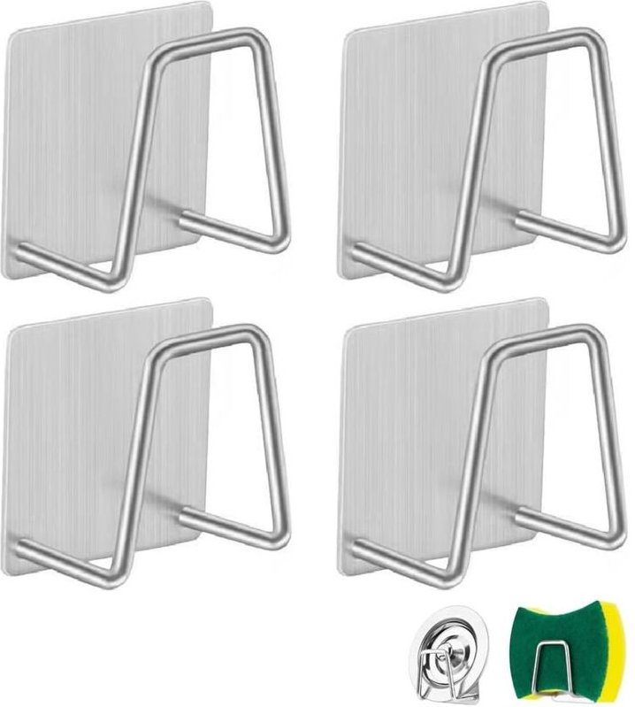 Linghhang - 4 Stück Edelstahl Schwammhalter, Küchenspüle Schwammhalter Selbstklebend Schwammhalter Spüle Schwammhalter K...